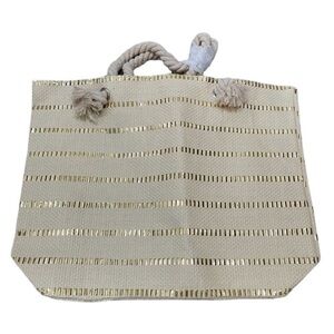 Stylish Cream and Gold Women's Tote Bag
